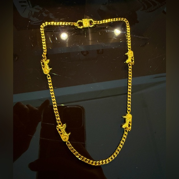 24K gold plated CELINE vintage carriage necklace short - Picture 1 of 6